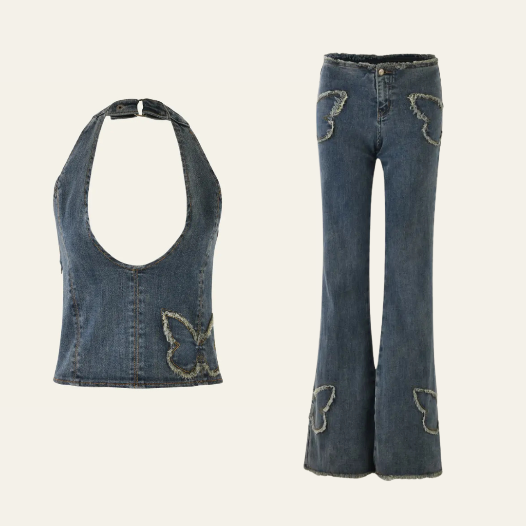 CANNES BUTTERFLY DENIM SET