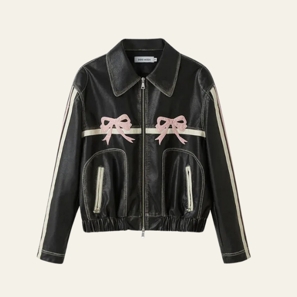 MONACO BOW TIE LEATHER JACKET