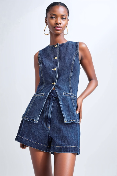 MILAN BUTTON UP DENIM SET